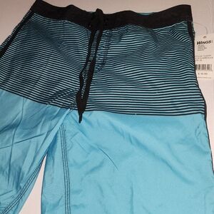 BNWT! Wings, Teal Blue Striped Swim Trunks